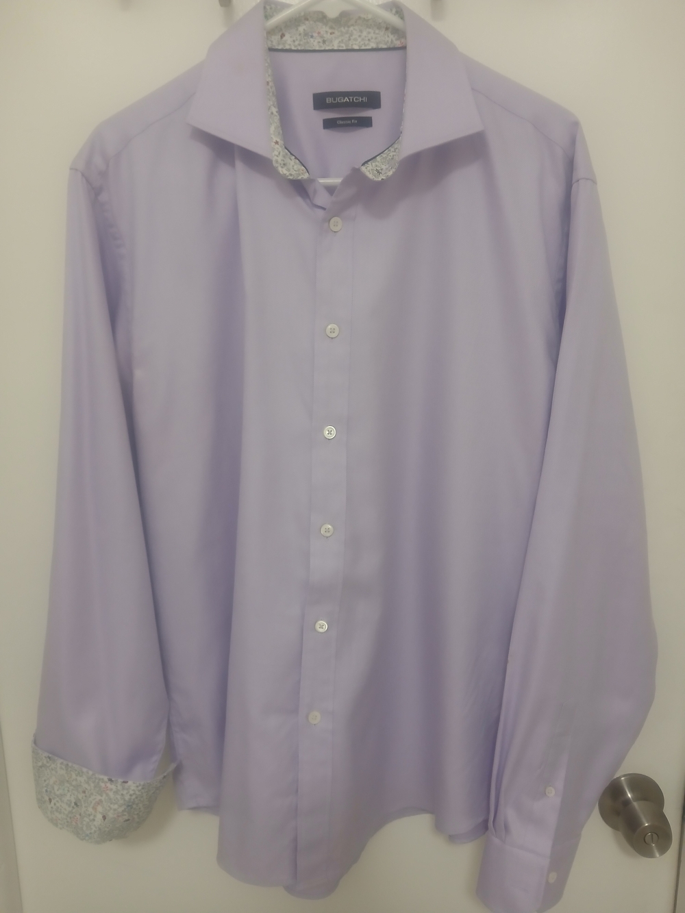 Bugatchi Men's Light Lavender Dress Shirt with Contrast Trim